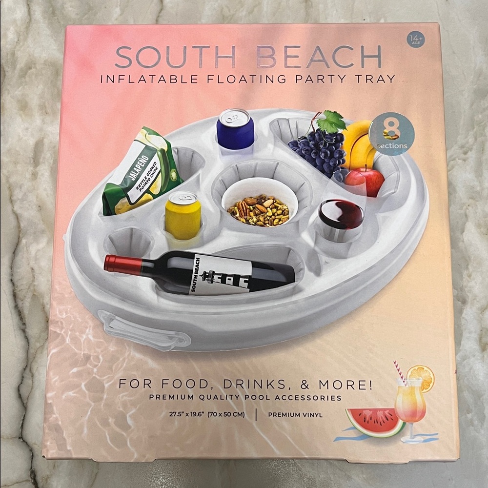 South Beach Inflatable Floating Party Tray / Floating Pool Tray, NEW